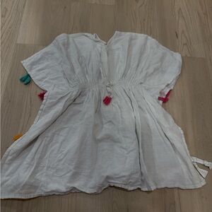 Zara White Textured Swim Cover Up Kaftan